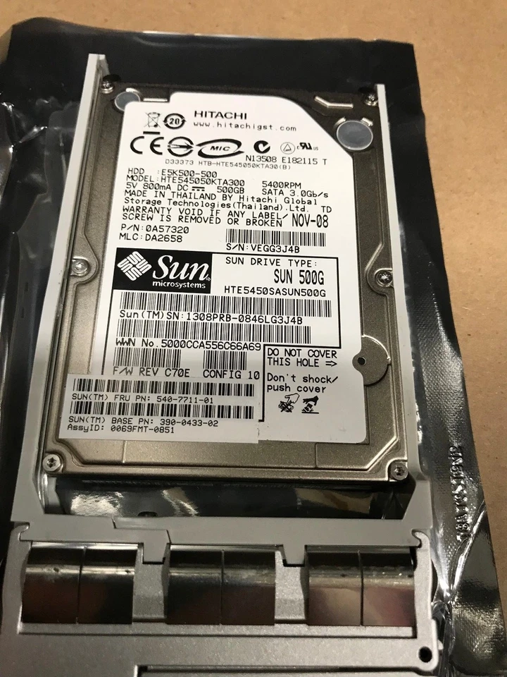 Sun Oracle 540-7711 390-0433 500Gb 5400RPM SATA Disk Drive HTE545050KTA300 - Image 1 of 1