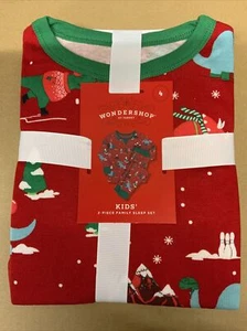 🎅🏻 Wondershop 2pc Sleep Set Red Dinosaur Pajamas  Size 4 Unisex 🆕 - Picture 1 of 3