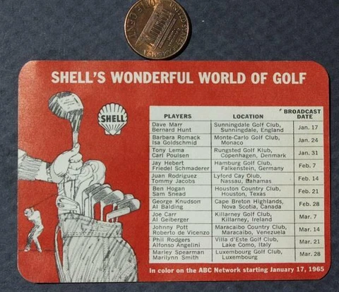1965 Shell Gas & Oil ABC Wonderful World of Golf TV pairings wallet schedule! Cover