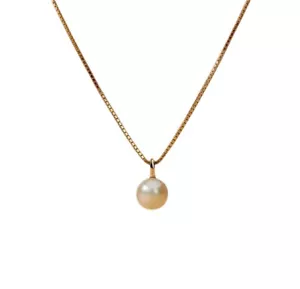 Boutique Delicado Collar Solitario Perla Chapado en Oro 14K 17-19 Pulgadas 3️⃣ - Imagen 1 de 4