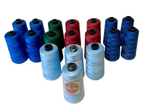 Large Thread Spools Lot of 18 Overlock Serger Sewing Blue Green Burgundy Bargain - Picture 1 of 5