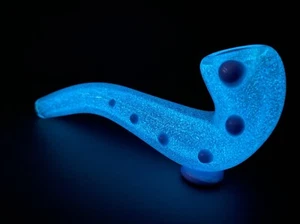 Glow In The Dark Tobacco Glass Sherlock Pipe Purple Marbled. - Picture 1 of 5