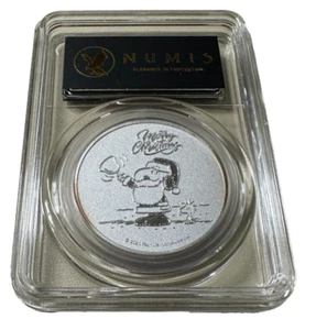 2021 SILVER 1 OZ PEANUTS CHRISTMAS SANTA 999 SILVER COIN - Picture 1 of 4