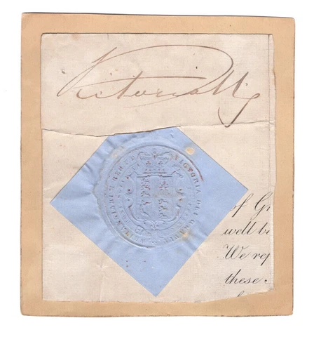 Queen Victoria Signed Clip w/ Seal / Autographed / Transmittal Envelope Cover