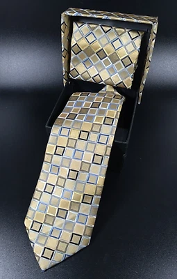 Alexander Julian Colours Tie Hanky Cufflink Cuff Link Matching Gift Set Gold - Image 1 of 4