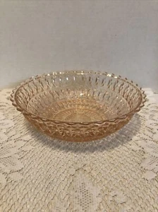 Vintage Pink Button Bows  8.5" Serving Bowl Depression Glass Jeanette - Picture 1 of 9