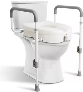 Asiento de inodoro elevado con asas para ancianos - Elevadores de asiento de inodoro para personas mayores con - Imagen 1 de 13