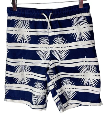 Lands End плавки доска шорты для мальчиков XL 14-16 синий в полоску листья купание - Изображение 1 из 4
