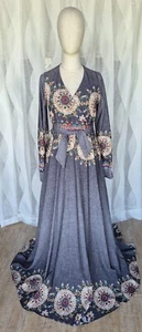 maxi dress Size 8-10 long sleeve In Grey Gown Abaya Xlong As New - Picture 1 of 11