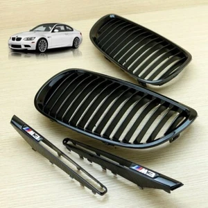 Gloss Black Side Fender and Gloss Black Front Grille Fits BMW E92 E93 E90 M3 ABS - Foto 1 di 5