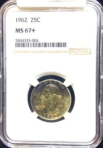1962 Washington Quarter NGC MS 67+ PROOFLIKE & TONING - Picture 1 of 3
