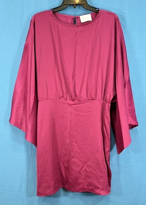 Nwt DEE DEE Berry SATIN Dolman Sleeve SLIT OPEN-BACK Sheath COCKTAIL DRESS Sz L - Image 1 of 4