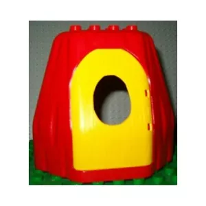 LEGO - Duplo Building - Rock Cave with Door Opening, with Yellow Door - Red - Picture 1 of 1