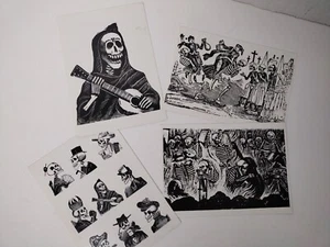 Lot Of 4 Jose Guadalupe Posada Postcard Print Vintage Mexican Skeletons Cemetery - Picture 1 of 6