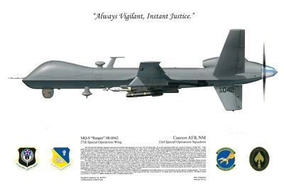 Squadron Graphics 2013 Military Air Force Drone Reaper Sign Print Max Jorgenson - Image 1 of 4