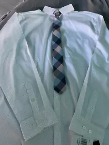 NWT Boys Husky White Dress Shirt Tye Van Heusen Button 14/16 L Formal New - Picture 1 of 5