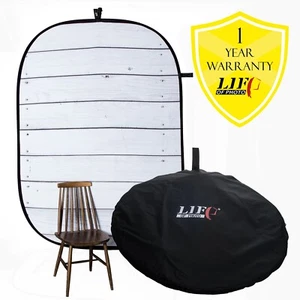 LENCARTA 150x200cm Photo Studio Folding Background with White / Grey Wood Print - Picture 1 of 9