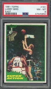 Larry Bird 1981 Topps Basketball Card #101 Graded PSA 8 - Picture 1 of 2