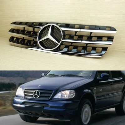 For Mercedes-Benz M-Class W163 1998~2004 Gloss Black / Chrome Front Grille ABS - Image 1 of 4