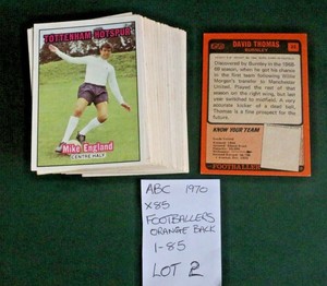 A.& B.C. GUM, FOOTBALLERS, 1970(ORANGE BACK 1-85, VGC - MINT, PICK YOUR CARD, L2