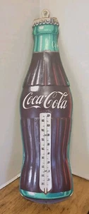 Vintage Coca-Cola COKE Thermometer Tin Bottle Shaped Robertson USA 17 1/2" - Picture 1 of 11