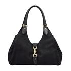 Gucci New Jackie Handbag Shoulder Bag Leather Canvas Black 145819 Gb460