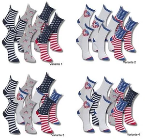 9 Paar Kinder Socken Strümpfe Mädchen Jungen Motiv USA Ringel Amerika - Bild 1 von 5