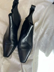 Wittner black Leather Low Block Heel Ankle Boots 7.5 - Picture 1 of 4