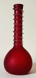 Vintage Matte Red Hand Blown Art Glass Vase Applied Snake Swirl - Picture 1 of 4