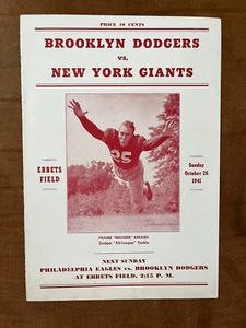 1941 Brooklyn Dodgers v New York Giants NFL football program/BRUISER KINARD-MINT - Picture 1 of 8