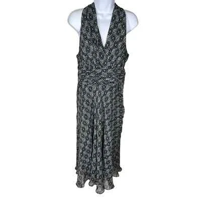 Evan Picone Vintage Black & White Floral Print Dress Women's Size 14 - Image 1 of 4