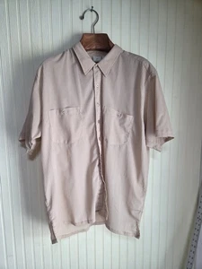 Haband Shirt Mens XL Beige Short Sleeve Button Up 2 Pocket Casual Lightweight - Picture 1 of 9