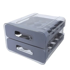  Kunststoff Eierhalter: 32 Gitter Kühlschrank Schublade Ei Organizer Behälter - Transparent - Bild 1 von 18