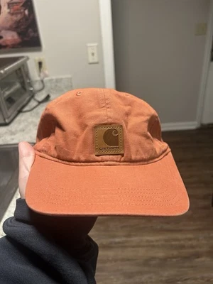 Carhartt Men's Cap Strap Back Orange Canvas Workwear Hat Adjustable - Image 1 of 3