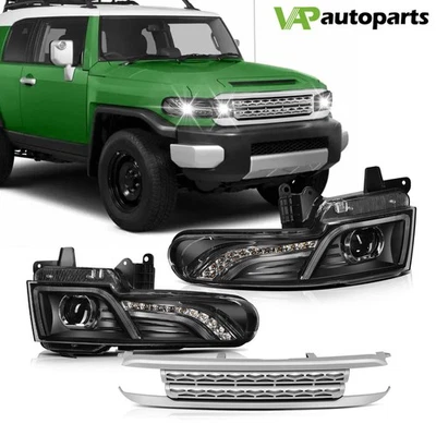 Headlight Assembly For 2007-2015 Toyota FJ Cruiser Projector With Grille Front Foto 1 de 4