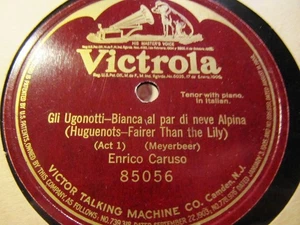 1st VICTOR Rec 1905 ENRICO CARUSO w piano HUGUENOTS Bianca al par di neve 85056 - Picture 1 of 1