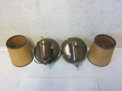 Pair of metal vintage MCM electric wall sconces Harmony House with Shades - Image 1 of 4