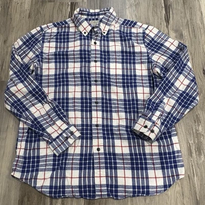L.L. Bean Blue White Plaid 100% Cotton Button Down Shirt Mens Size Large - Image 1 of 4