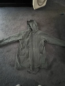 Basic Editions Men’s Green Hooded Utility Jacket Size Large – Windbreaker Coat - Picture 1 of 4