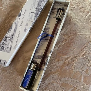 Italian Murano Art Glass Fountain Pen + Ink Romantic Writing Calligraphy - Picture 1 of 3