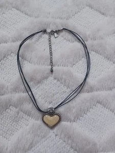 Vtg 90s 2000s Style Cookie LEE Heart Pendant Multi Cord Necklace Reversible - Picture 1 of 9