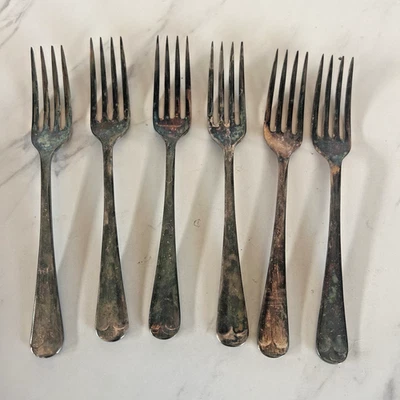 Silver Plated Dessert Cocktail Forks Leonard Sheffield England Lot of 6 MCM BxPP - Image 1 of 3