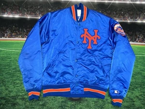 Vintage New York Mets Starter Satin Jacket Adult Size Small Blue Preowned - Picture 1 of 13