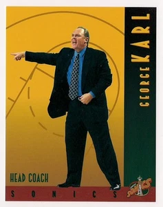 George Karl 1995-96 Seattle Sonics Team Card Over-sized 4 1/4 x 5 1/2 - Picture 1 of 1