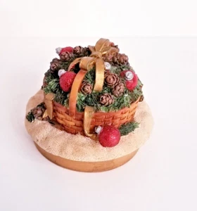 Christmas Winter Jar Candle Topper 3" Diameter Ornaments Pine Cones Basket - Picture 1 of 6