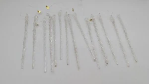 14 Vintage klar mundgeblasen Glas verdreht Eiszapfen Weihnachtsschmuck 5" - Bild 1 von 6