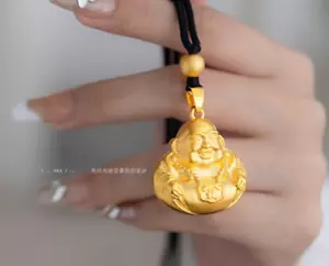 24K Gelbgold Herren Damen Glücksmünze Buddha GP Anhänger - Bild 1 von 6