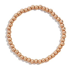 Brazalete 4mm Cuentas Redondas Raro Oro Rosa 14k Bola Elástico Medio Hueco 7 Pulgadas - Imagen 1 de 1