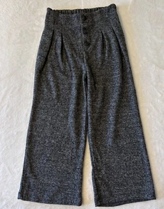 Zara Kids Girls Pants Size 7 Gray Wide Leg Pleated Elastic Waist Buttons - Picture 1 of 6