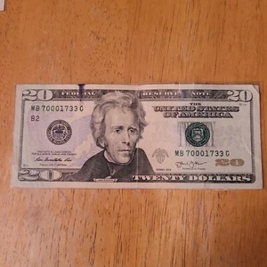 $20 DOLLAR BIll INK ERROR 2013 INK TRANSFER TO THE BACK💥Fancy Serial Number - Picture 1 of 6